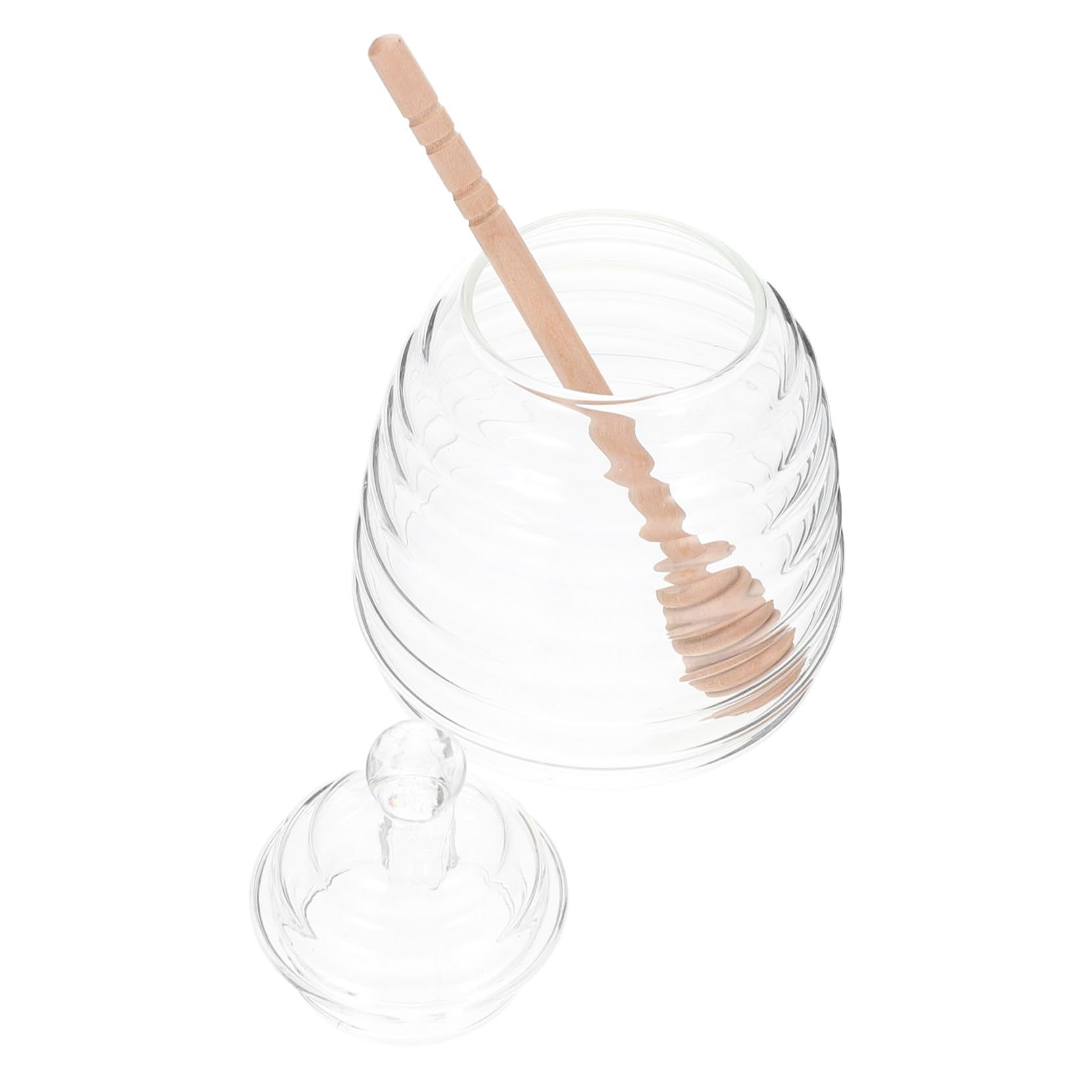 MUCKLILY 1 Set Transparent Glass Honey Dispenser with Mixing Rod Versatile Kitchen Storage Jar for Honey Syrup Tea and Dry Food Elegant and Safe Food Container