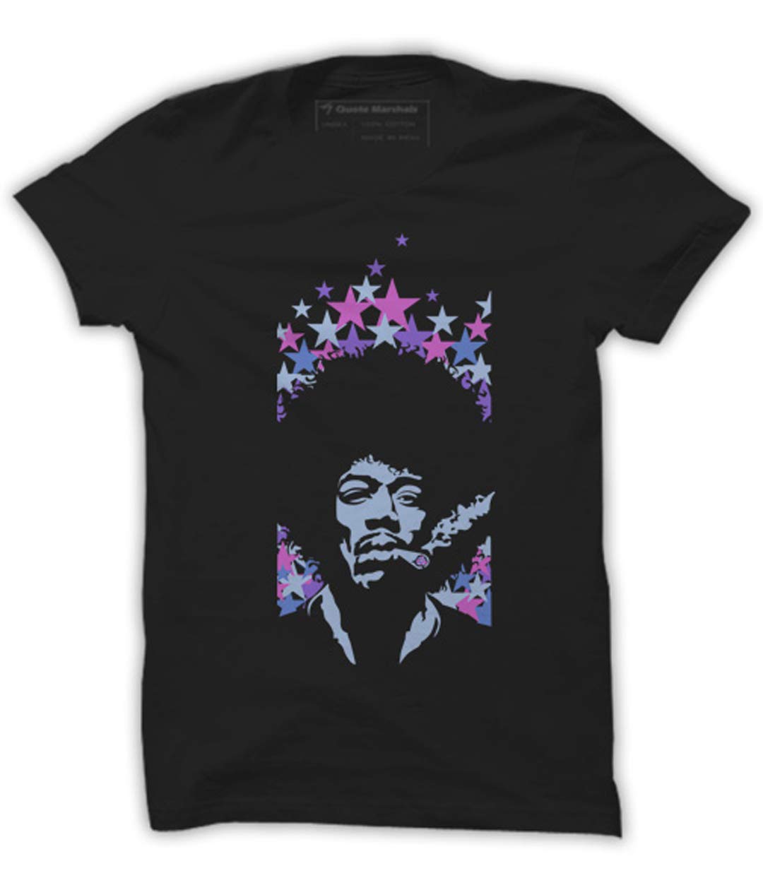 Quote MarshalsMen's Jimi Hendrix Round Neck Black Cotton T-Shirt