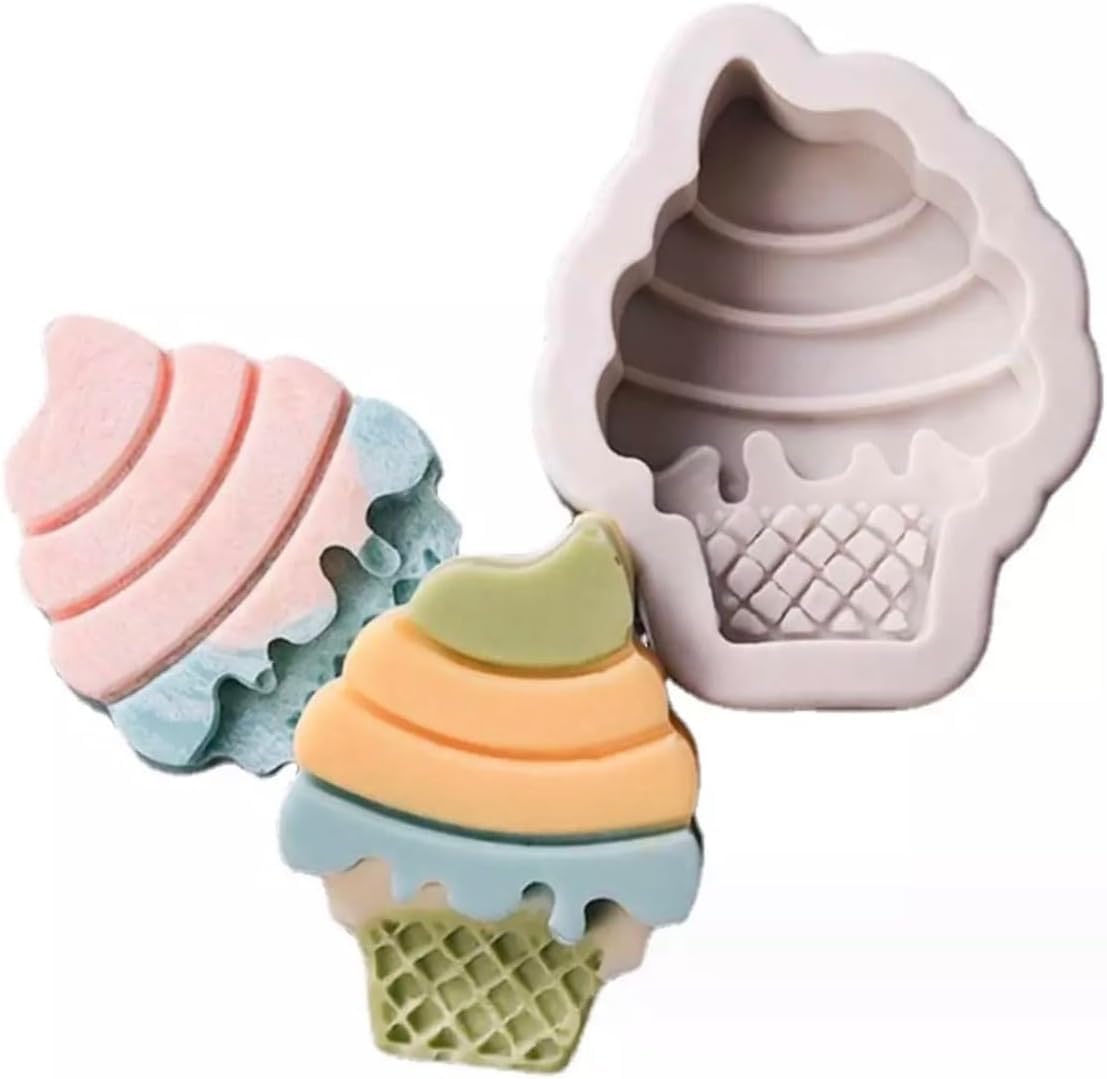 Skytail Silicone Ice Cream Shape Mould for Making Scented Candle WaxMelts Aromatherapy Resin Art Crafts Icecream Cone Mold Soap Bombs Chocolate Strawberry Icecream Cake Dessert Decor Candle Mold-image-17