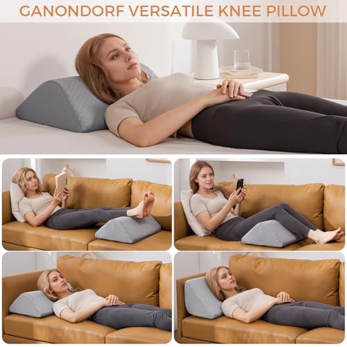 Image of Knee Wedge Pillow 6.3'' for Post-Surgery Recovery-Leg Elevation Support for Sleep Position, Alleviating Lower Back & Hip Pain Enhancing Circulation in Ankles Legs Triangle Pillow with Removable Cover