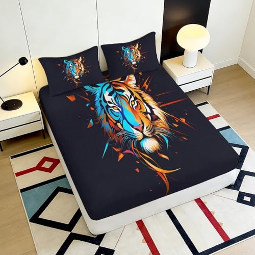 Drap housse tigre lavable et infroissable pour matelas deux places - 6