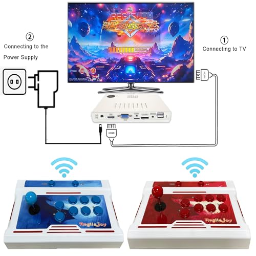 Image of RegiisJoy 32000 in 1 Wireless Pandora Box Arcade Game Console 78S Bluetooth for PC Projector 4K TV, 2-4 Players, 1280X720, 3D Games