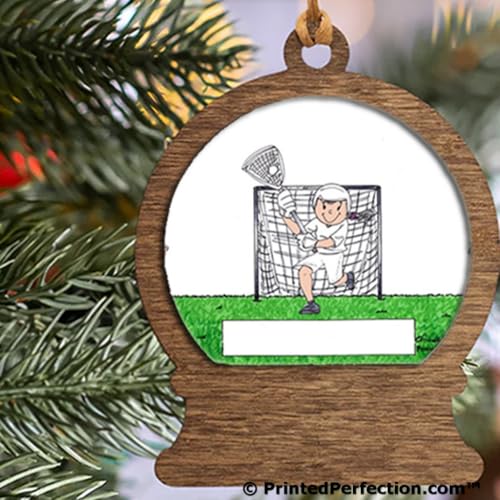 PrintedPerfection.com Personalized Lacrosse - Female Wooden Snow Globe Shaped Christmas Ornament