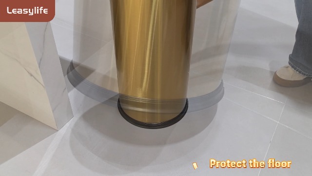 Image of Gold Trash Can, 8 Gallon Trash can with lid,Large Capacity FILP lid Kitchen Trash can for Bathroom,Shopping mall,Elevator gate,Airport, Hotel,Commercial (Gold)