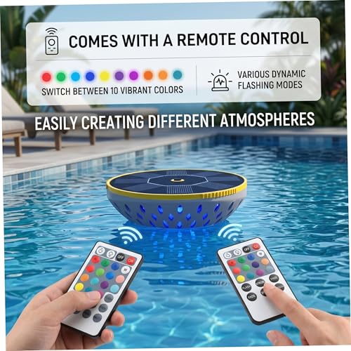 Lumières de piscine flottantes solaires LED IPX8 avec télécommande 10 couleurs - 4