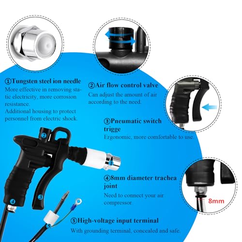 Image of Ionizing Air Gun 10KV Anti Static Gun for Painting Acrylic Electrostatic Elimination (with 2 air guns)