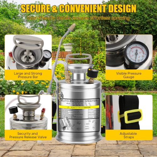 Pulverizador a presión de acero inoxidable 4L para desinfección y limpieza de terrazas 4