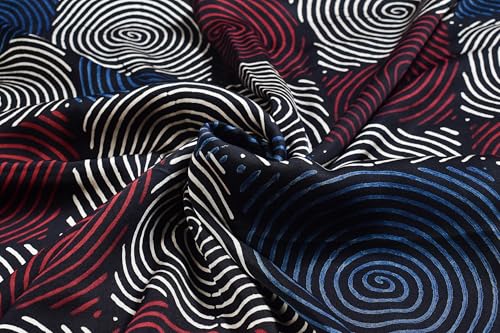 Image of Ethnics of Kutch Womens's Ajrakh Modal Silk Natural Dye Hand Block Print Unstitched Kurta Fabric
