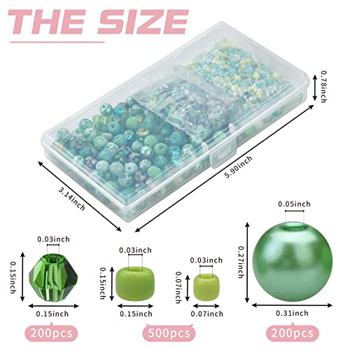 Image of Chartreuse Glass Beads for Jewelry Making - Assorted Round, Seed, Bicone Crystal, Rondelle & Rock Stone Beads - 2-4mm, 4mm, 6x8mm - DIY