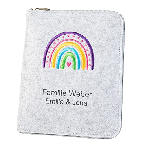 luxdag personalisierbarer Mom's Organizer A5 aus Filz (Farbe & Stickerei wählbar) - Hülle mit Namen, Datum für Mutterpass, U-Heft & Ultraschallbilder - Geschenk für werdende Mütter