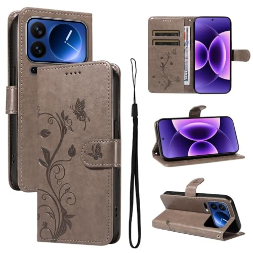 Étui rabat magnétique Nothing Phone (3A) gris texturé au motif arbre gravé