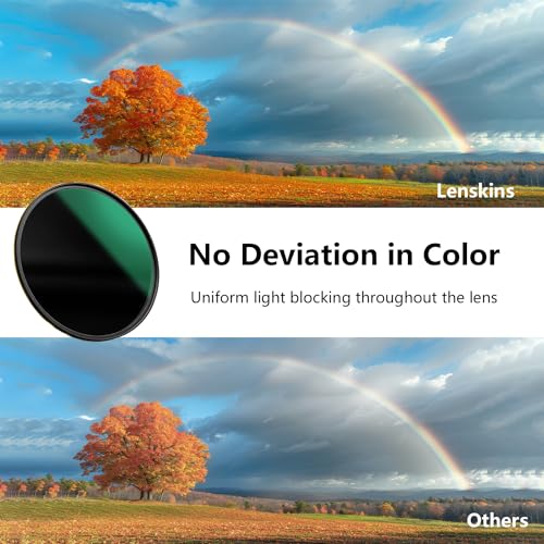 LENSKINS 67mm ND 1000 Filter, 10 Stop Neutral Density Filter for Camera Lenses, 16-Layer Multi-Resistant Coated, German Optics Glass, Weather-Seal ND Filter with Lens Cloth - Thumbnail 5