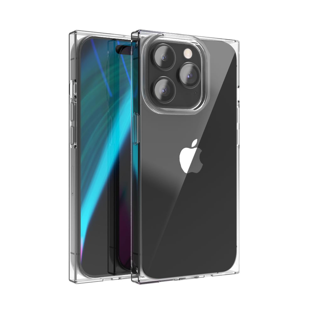 ANHONG Clear Square Case Compatible with iPhone 15 Pro Max 6.7 inch 2023, Transparent Protective Phone Case Enhanced Corners TPU Cushion, Shock-Absorption Soft TPU Case