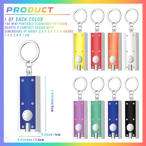 Glooglitter 8 Pcs Mini Keychain Flashlight LED Keychain Light Bulk Small Flashlight for Outdoor Camping Hiking Equipment and Emergency Gift(Multicolor) by Glooglitter - Image 2