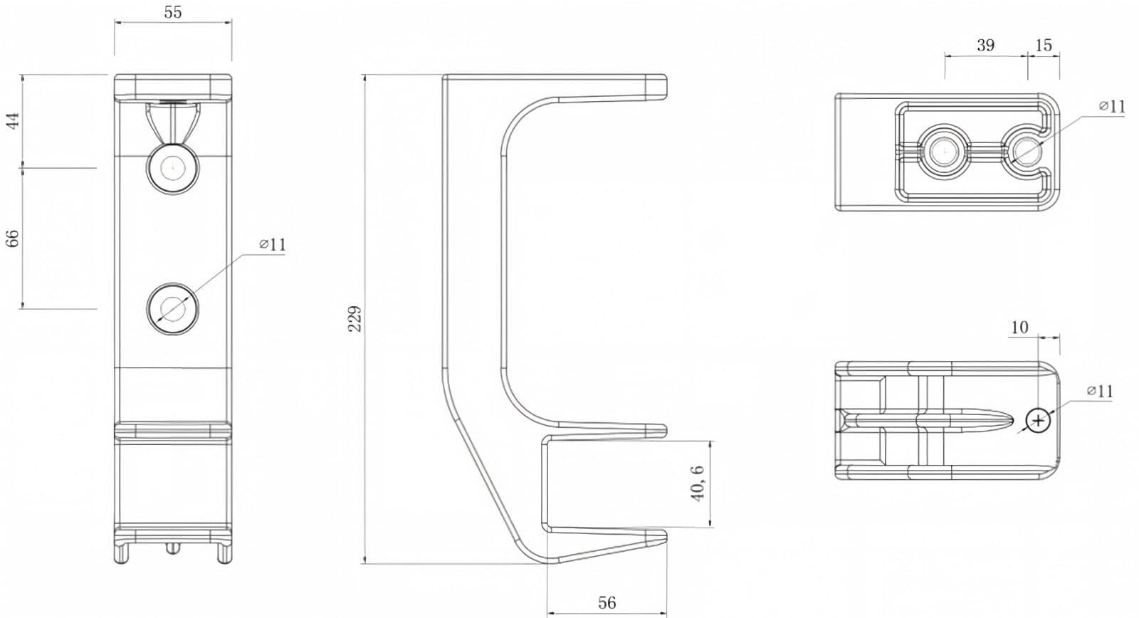 home Trends Supporto per tenda da parete e soffitto con materiale di fissaggio in acciaio/alluminio e bianco/antracite a scelta (2, doppio acciaio 40 mm bianco)