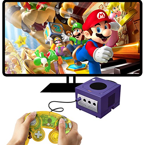 Poulep 2 Packs Classic Wired Gamepad Controllers for Wii Game Cube Gamecube Console (Clear Yellow and Moss Green)