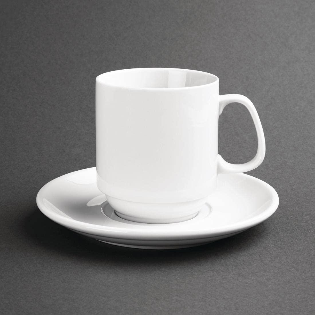 Olympia Whiteware Stapelbecher 284ml / 10oz (12er-Pack), weißes Porzellan, Tee- und Kaffeebecher, Gastronomiebedarf, spülmaschinenfest, mikrowellen- und spülmaschinenfest, passend zu Untertassen Y102 & CB463 | CB461