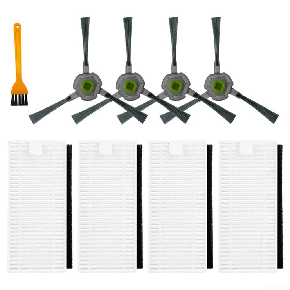 Honseadek Piezas de repuesto para robot aspirador Lefant U180, M210 Pro, M201 L3, 4 cepillos laterales, 4 filtros, 1 cepillo de limpieza
