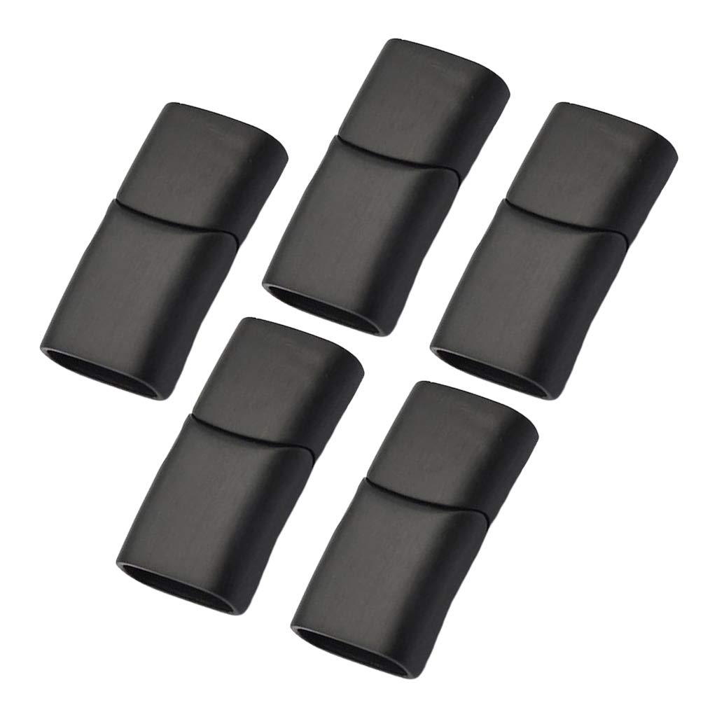 Sharplace Black L 5-Pack Stainless Steel Micro Jewelry Making Clasp Buckle Closures Flat Leather Cord Diy,