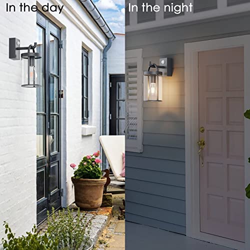 Lampe murale industrielle anthracite E27 extérieur avec détecteur IP44 - 4