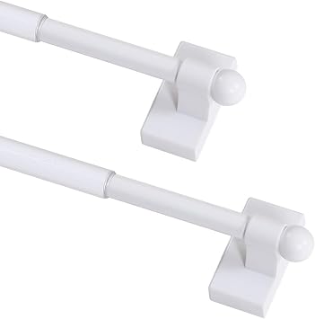 Magnetic Curtain Rods, 2 Pack, 1/2 Inch Diameter, White