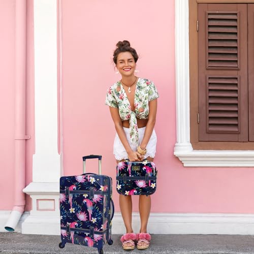 World Traveler Chariot Gatsby Vintage Style 2-Piece Hardside Carry-On Retro Train Case Spinner Luggage Set - Parrot2