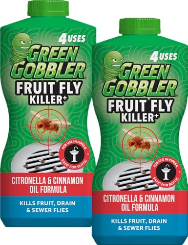 Comparison: Best Insecticide For Drain Flies 7 Green Gobbler Fruit Fly Killer+ - Kills Fruit Flies, Drain Flies & Sewer Flies, Gel Treatment for Use in Sinks & Pipes - Safe for Septic Systems, 32oz - Up to 8 USES (2 Pack)