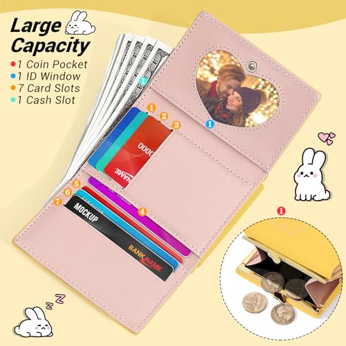 YINHEXI Wallet Women, Cute Small Tri-fold with RFID Blocking Wallet for Women and Girls, Small Wallets Woman with Card Holders (Yellow)2