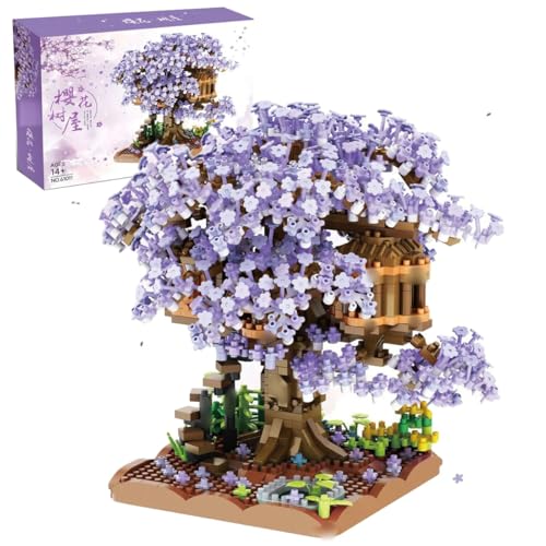 Sakura Arbre Maison Construire Bloc, 13560 Pièces Ensemble de Construction Cabane dans Les Arbres, Sakura Botanical Collection Building Set pour Adultes, Not Compatible with Lego