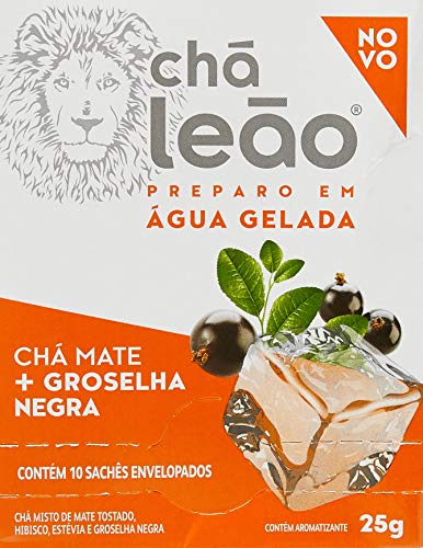 Chá Mate com Groselha Negra Preparo em Água Gelada Leão Fuze com 10 Saquinhos