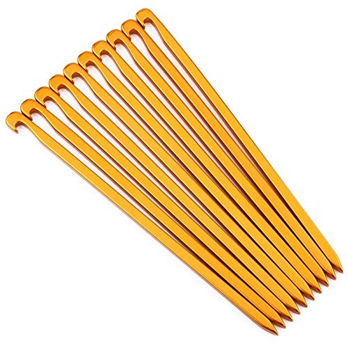4 Picchetti Da Tenda In Alluminio 18 Cm Con Cordino Elastico - Leggeri E Resistenti Per Campeggio