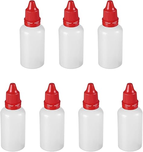 Bettomshin 50 botellas de plástico de polietileno de 1.0 fl oz, frasco de boca fina de gotero líquido exprimible para ojos, botella translúcida de