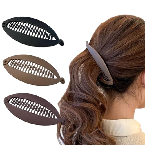MIRKUZI Pinzas para el cabello Paquete de 3 pinzas tipo banana, pinzas tipo banana para el cabello, pinzas tipo banana para el cabello, pinzas tipo banana para mujeres, pinzas tipo banana para niñas