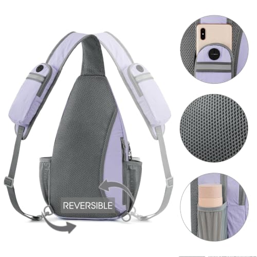 Image of G4Free Sling Bag for Men Women, RFID Blocking Crossbody Bag, Daily, Travel | Durable Polyester Fabric, 10L, Perfect for work, shopping, weekend outings, Hiking, Reversible Shoulder Strap, (Taro Purple)