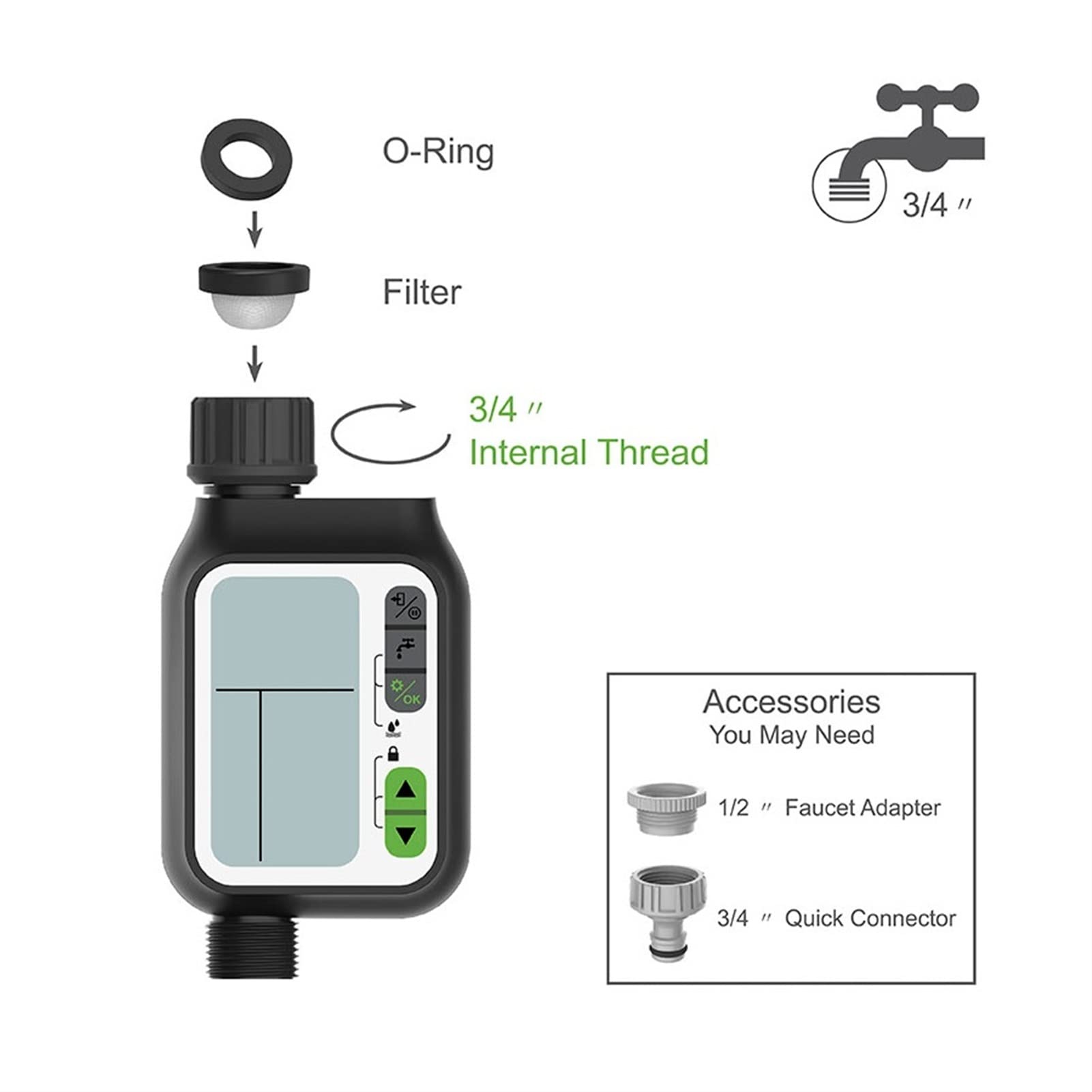Wassertimer Gartenwassertimer wasserdichtes Wasserversorgungs Timer mit Regensensor -Bewässerung Timer Automatische Bewässerungssteuerung for Bewässerungssysteme Schlauchtimer (Color : with 2 Way Spl