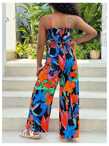 Image of Floerns Girl's 2 Piece Outfit Hawaiian Tropical Crop Cami Tops and Boho Pants Set