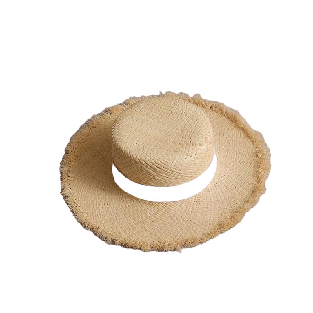 Hgvcfcv Sombrero de rafia para mujer, elegante sombrero de paja para verano, sombrero de vacaciones