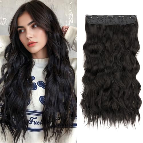 SEGOHAIR One Piece Extensions de cheveux synthétiques longs ondulés à clip 61 cm avec 5 clips sécurisés Volume et style 180 g Pour une tête complète 3/4...