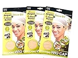 Quitt Nude Stocking Wig Cap Organic Argan Olive Oil & Shea Butter 3PK Contains 2 Caps each pack