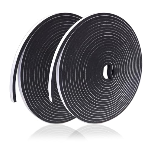 GuangTouLSelf Adhesive Foam Strip Weather Stripping Door Seal for Draught Excluder Soundproof & Insulation Tape for Doors and Windows For Ultra Narrow Gaps 13mm 2 Rolls Total 10m (6mm x 3mm x 5m)