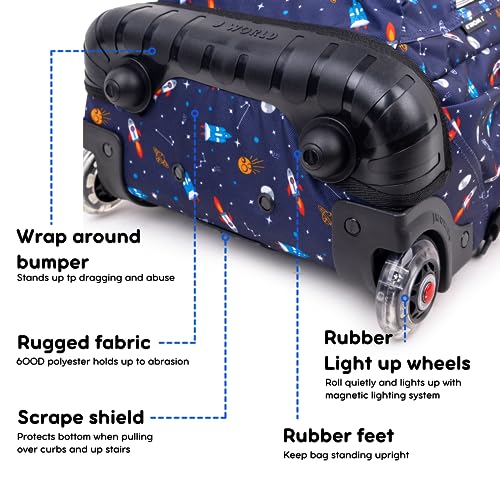 J World Lollipop Kids Rolling Backpack & Lunch Bag Set for Elementary School. Carry-On Suitcase with Wheels, Spaceship4