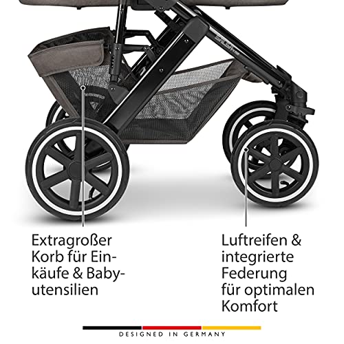 ABC Design 2 in 1 Kinderwagen Salsa 4 Air Diamond Edition – Kombikinderwagen für Neugeborene & Babys – Inkl. Sportsitz Buggy & Babywanne – Radfederung & Luftreifen – Farbe: herb