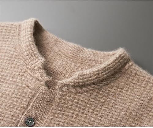 Men's Solid Merino Wool Sweater Stand Collar Pullover Long Sleeve Knitted Business Casual Top4