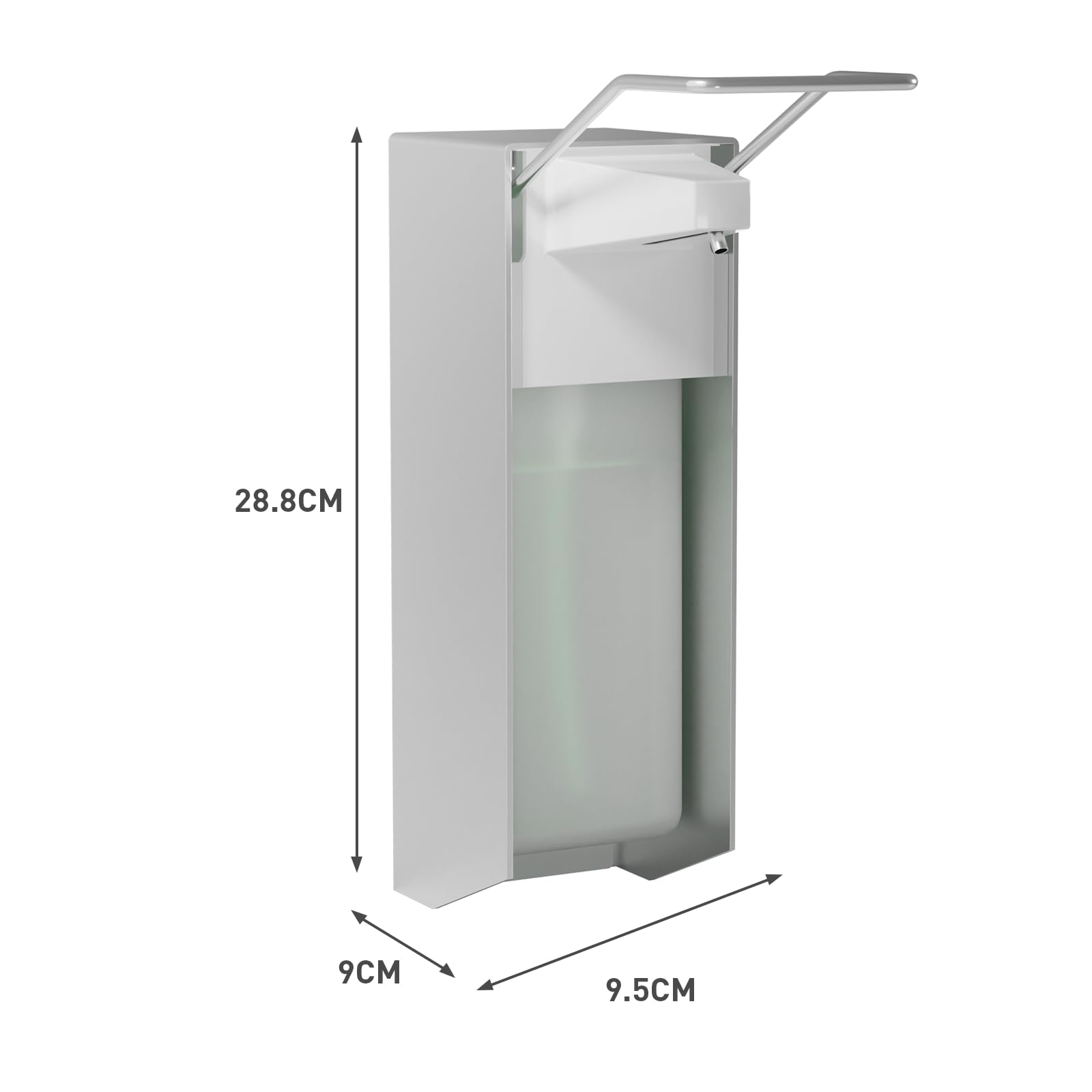 Eurospender 1000MLx2, Seifenspender Wandbefestigung, Seifenspender Mit Ellbogendruck Für Desinfektionsmittel Und Handseifen, Weißer Soap Dispenser, Aluminium