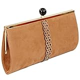El Caballo Boquilla de Fiesta, Bolso Clutch para Mujer, Camel, 31x15x4 cm