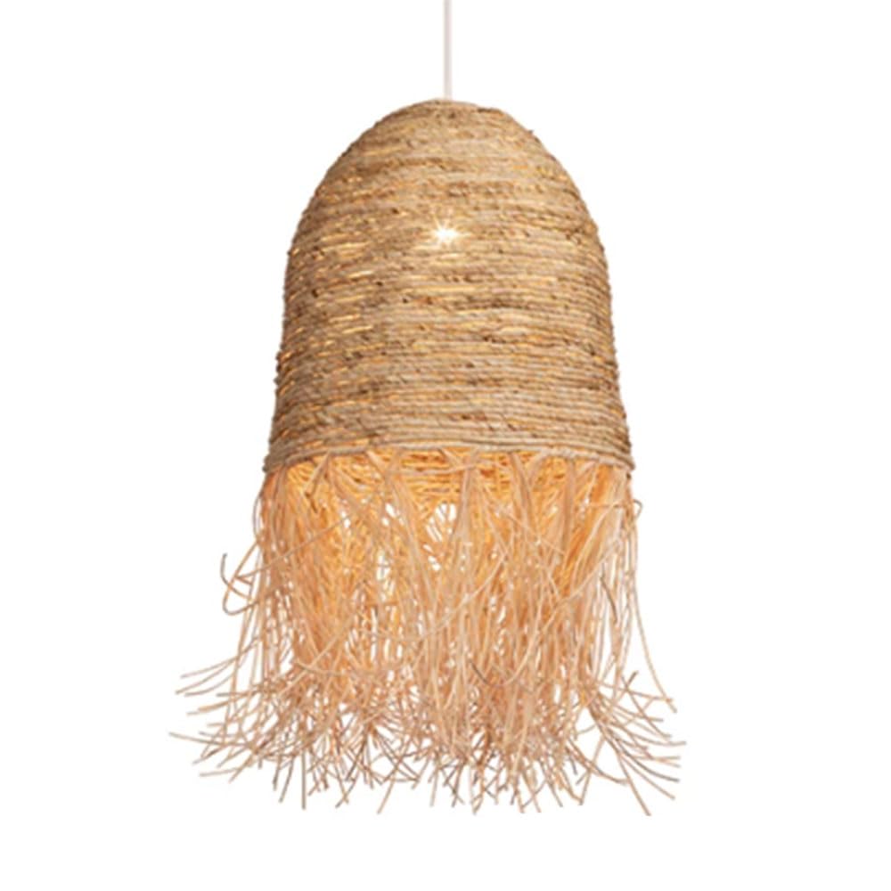 CSSYKV 13.7'' Hand Woven Pendant Light, Modern Rustic Chandelier for Farmhouse Boho Ceiling Hanging Lamp Handwoven Rattan Basket Shade, E26 Light Fixtures for Bedroom, Entryway, Foyer 1-Pack