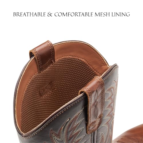 Image of SUREWAY Cowboy Boots For Men - Mens Square Toe Western Boot,Oil /Slip Resistant,Durable Fashionable Classic Pull on 10 Inch Boots Mid Calf Wellington Boots