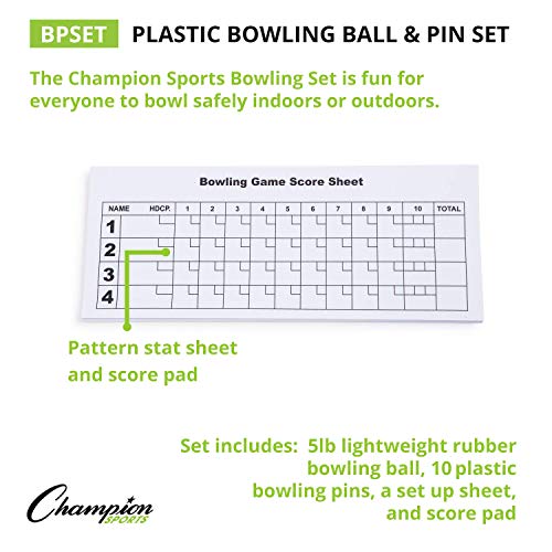 Champion Sports Bowling Set with Plastic Pins - Ball Included by Champion Sports - Image 5
