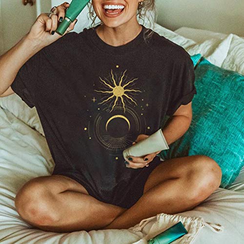 Image of Summer Y2k Tops for Womens, Casual Vintage Short Sleeve T-Shirt, Girls Oversize Loose Round Neck Elastic Tee