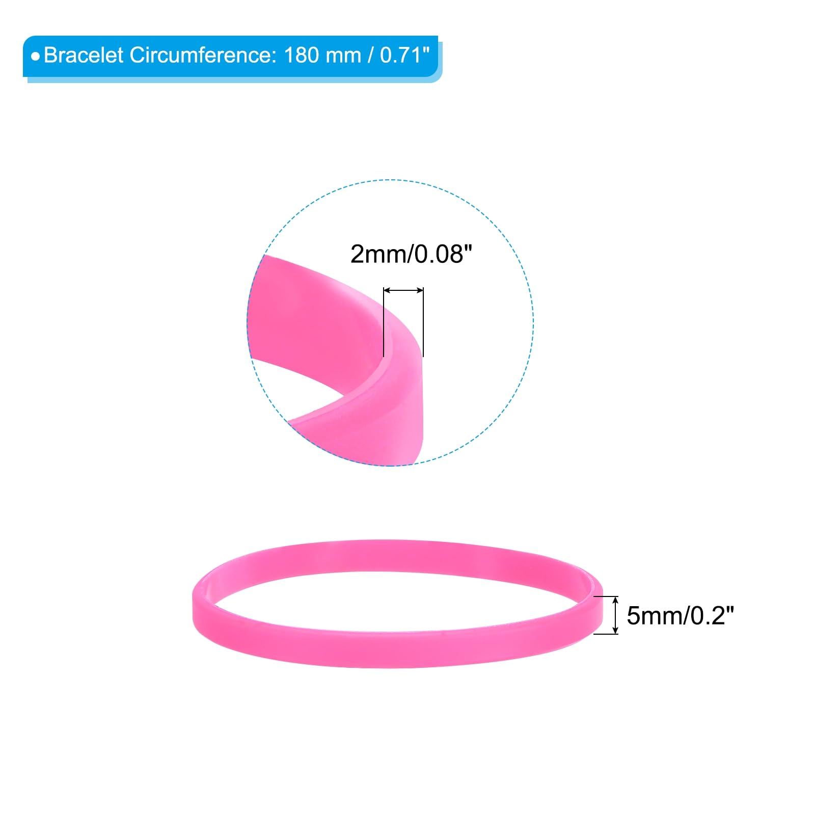 PATIKIL Silicone Bracciali, 6pz Colorati Gomma Bracciali bianco Elastici Sport Fasce per Adulti Adolescenti Sport Squadra Giochi, Rosa
